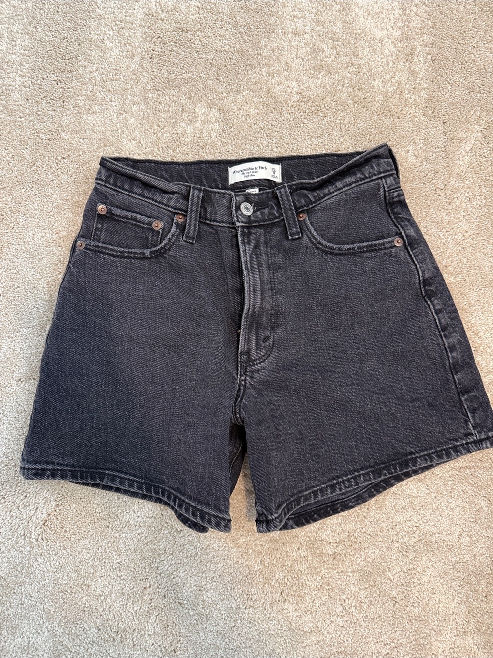 Abercrombie & Fitch Dark Charcoal High-Rise Denim Shorts